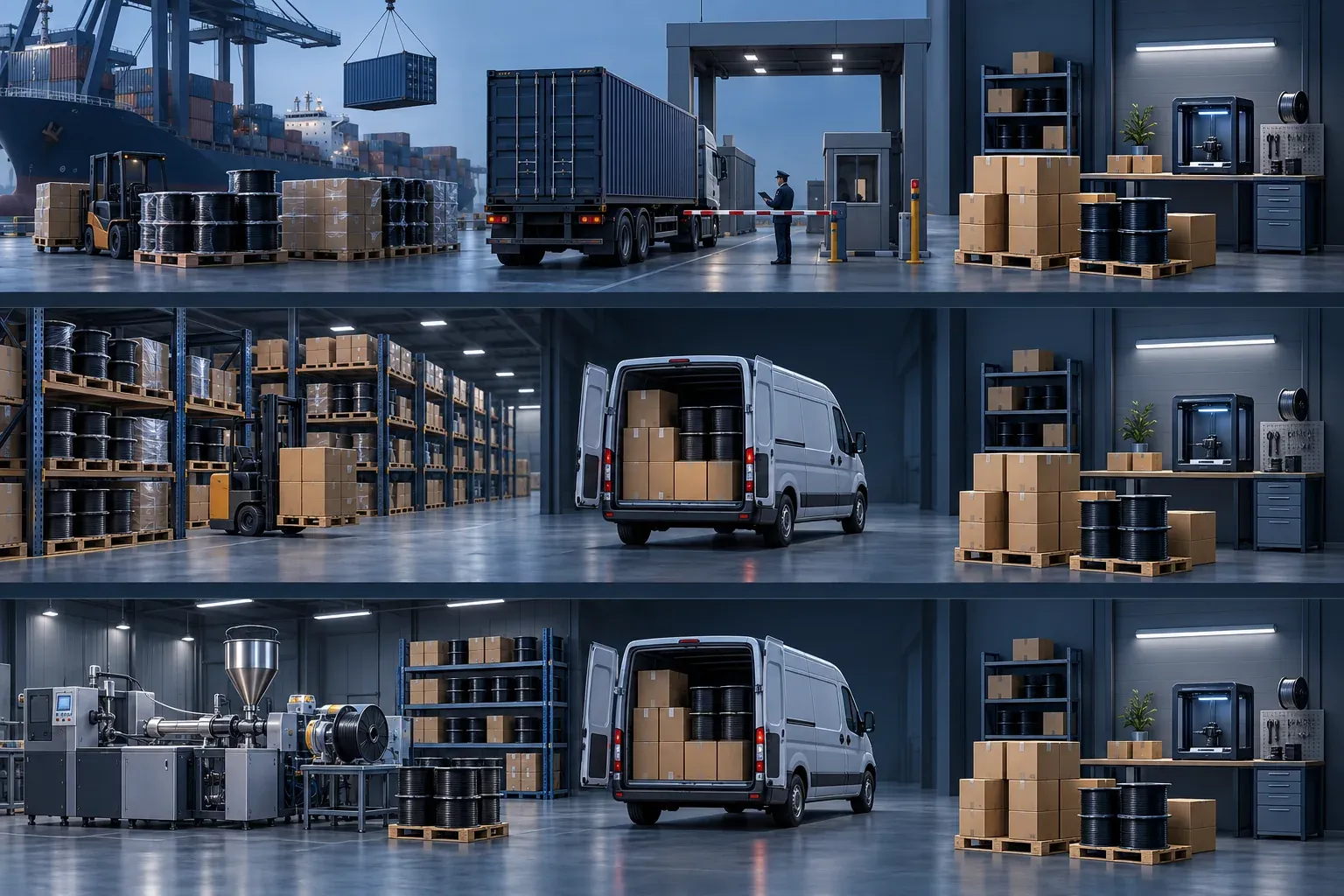 Drei Beschaffungswege für Filament: Direktimport, Händlerbestand und ukrainische Produktion